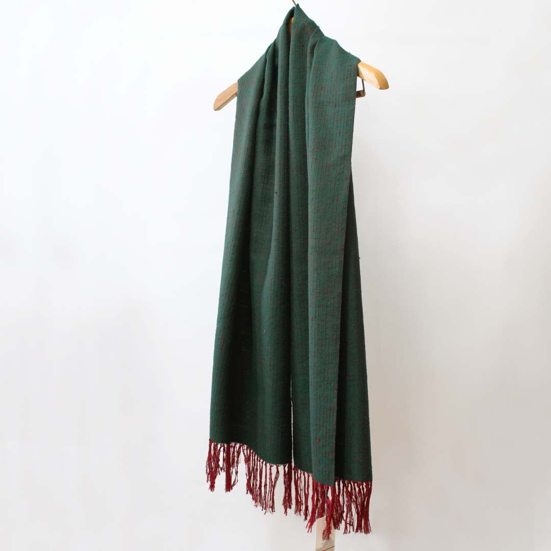 結城紬 育てるショール 限定カラー ‐老緑‐ 絹100％ 日本製