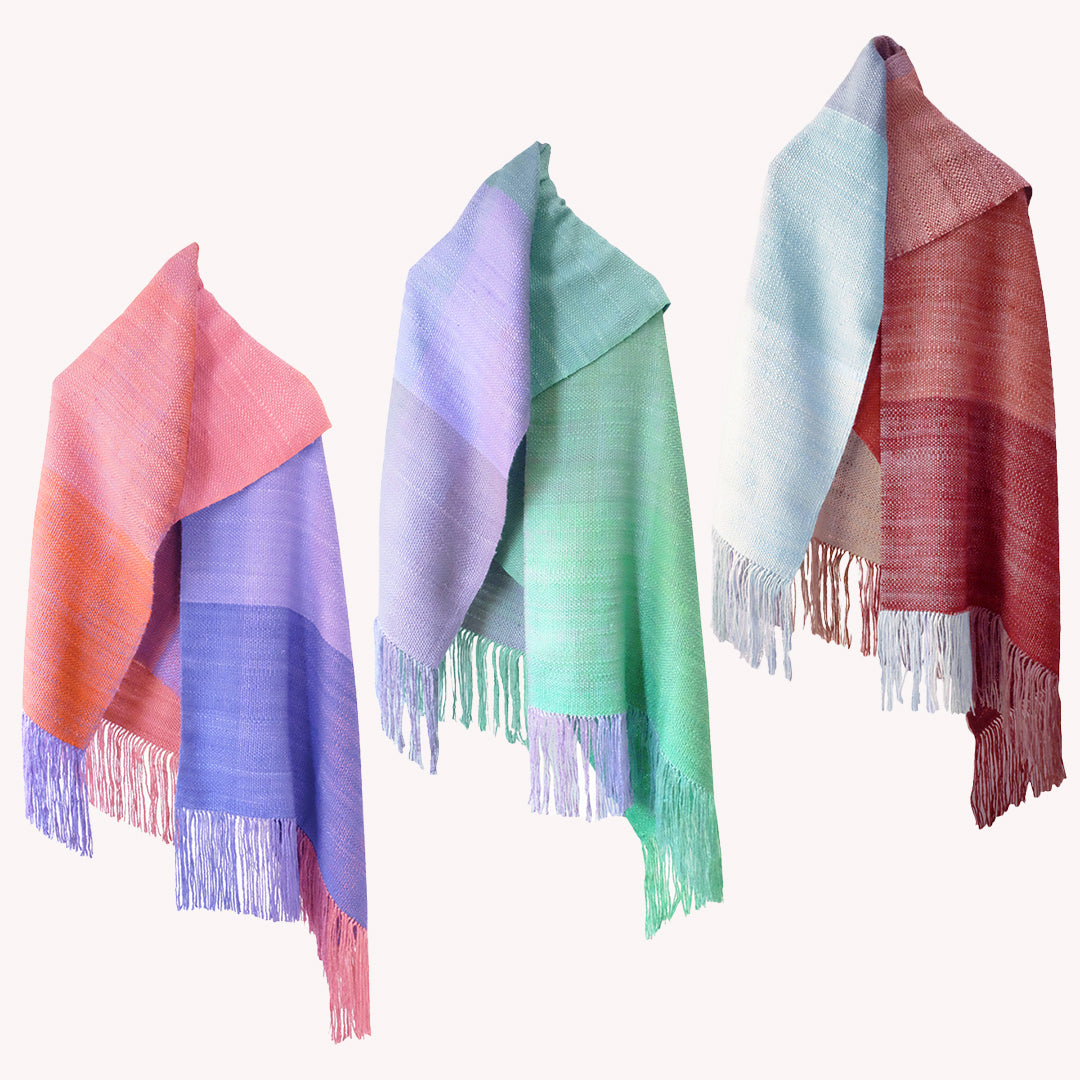 結城紬 真綿まとうショール 多色 絹100％ 日本製 – 結城紬の奥順