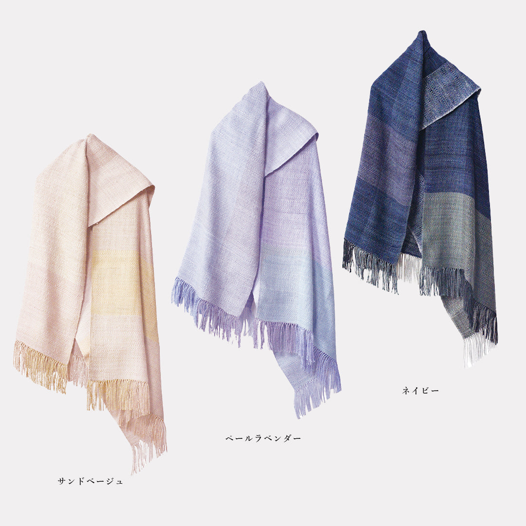 結城紬　真綿ショール 新色 結城紬 真綿まとうショール 多色 絹100％ 日本製 – 結城紬